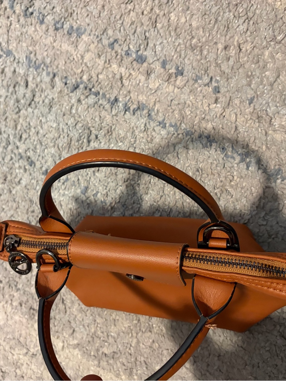 Longchamp Le Pliage Cuir Mini Leather Crossbody Bag Cognac Tan Brown - Picture 9 of 13